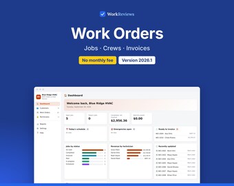 Field Service Job Tracker, Work Orders for Contractors & Cleaners, Offline HTML App