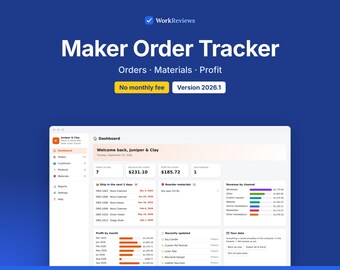 Order Tracker for Handmade Sellers, Profit Calculator & Materials Inventory, Offline HTML App