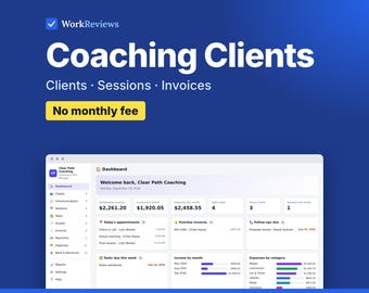 Coaching Client Tracker, Session Notes, Packages & Invoices, Offline HTML App