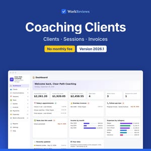 Coaching Client Tracker, Session Notes, Packages & Invoices, Offline HTML App image 1