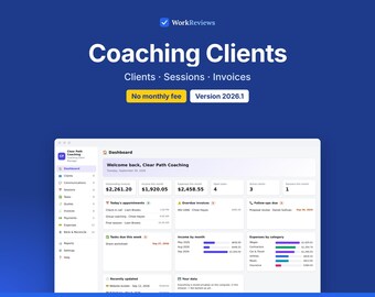 Coaching Client Tracker, Session Notes, Packages & Invoices, Offline HTML App