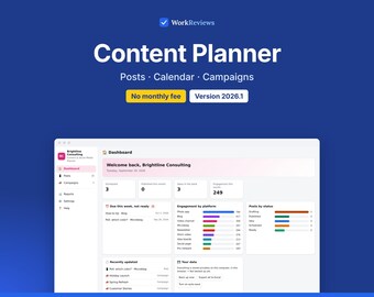 Content Planner & Social Media Calendar, Campaign Tracker, Offline HTML App