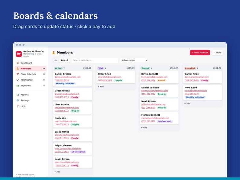 Gym Membership Tracker & Class Schedule, Yoga, Dance and Fitness Studio Member Management | WorkReviews image 5