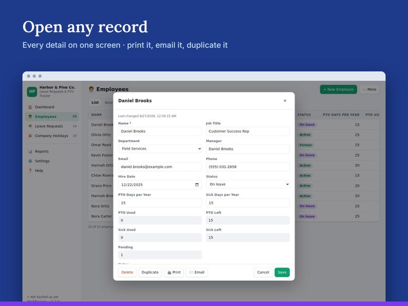 PTO Tracker & Leave Request Template, Employee Vacation Time Off (Digital Download) image 3