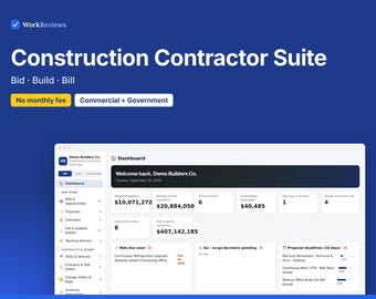 Construction Contractor Software Suite App, Bids, Projects, Subs & Invoicing, Commercial and Government