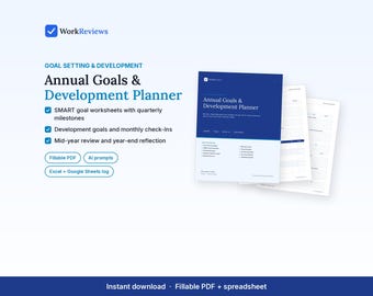 Annual Goals Planner, SMART Goal Setting, Career Development Tracker (PDF + Spreadsheet)