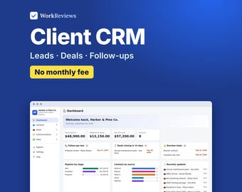 Small Business CRM Template, Client Tracker & Sales Pipeline, Customer Database App, No Monthly Fee | WorkReviews
