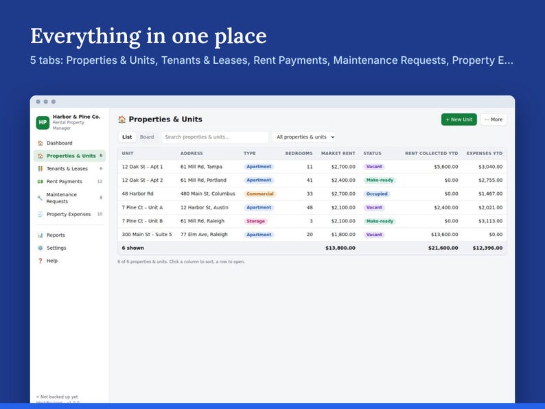 Rental Property Tracker for Landlords, Rent, Tenants & Leases, Offline HTML App image 2