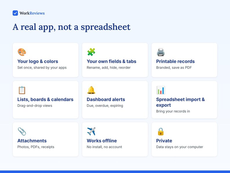 Asset Tracker, Equipment Log, Tool Checkout & Warranties, Offline HTML App image 4