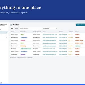 Vendor Tracker & Contract Management Template, Supplier List with Renewal Reminders | WorkReviews image 2