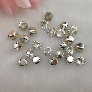 100 Pcs SS35 7mm Round Back Loose Rhinestones - Grade A Clear Crystal Glass Silver Plated Rhinestones Sew on Rhinestones