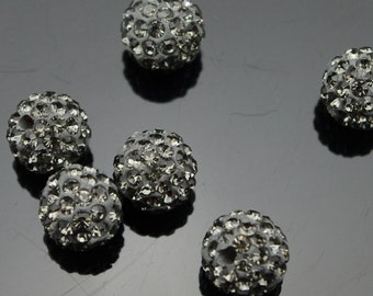 10pcs 8mm Grey Clay Disco Crystal Ball Beads Rhinestone Bead 2MM Hole Fit DIY Braid Charms Bracelet