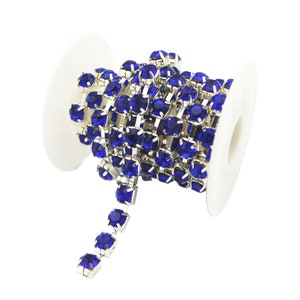 3 FEET 1 Yard SS40 8mm Royal Blue Crystal Siver Plated Rhinestone Chain Trims Cup Chain Wedding Cake Decoration