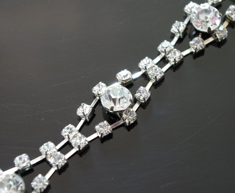 1 Row Rhinestone Chain, SS12 (3.2mm), Crystal/Silver (Per Yard)
