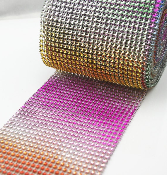 Purple Mesh Rhinestone Wrap Ribbon for Wreaths (10 Yards x 4.75 Inches)