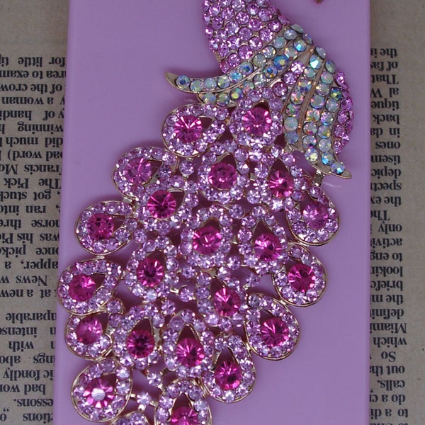 Flache Unterseite Pink Peacock Supply für iphone4 Fall Materialien Legierung Schmuck Accessoires DIY machen supplies