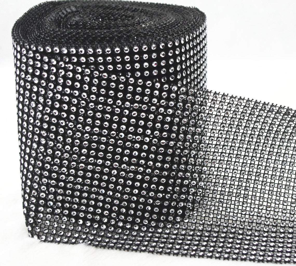 4.75 24 negro diamante plata malla Wrap Roll chispa Etsy