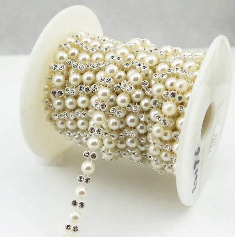 Perla cadena de Taza Vendedor Reino Unido Diamante Trim adorno con Nupcial recorte RHINESTONE