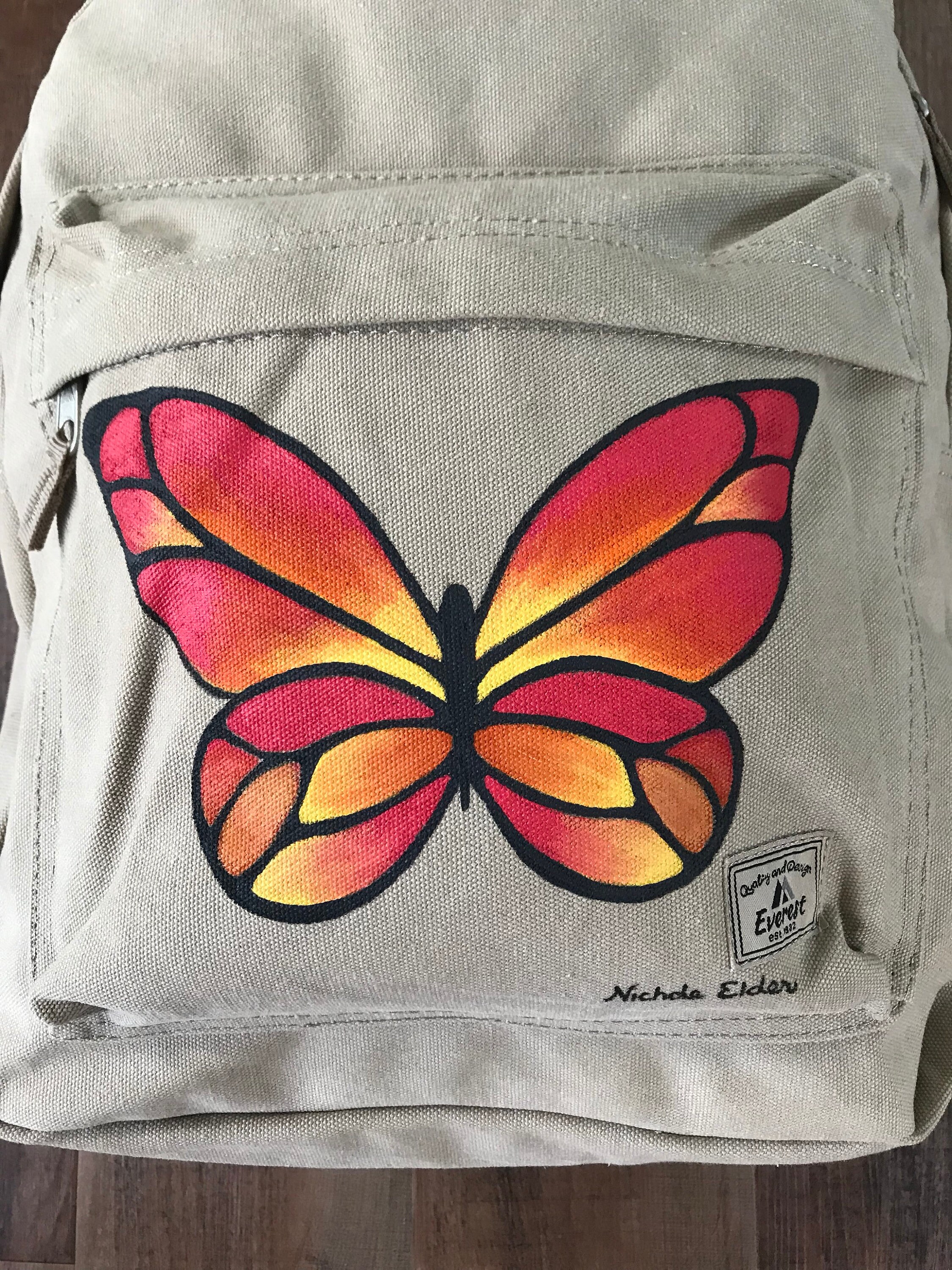 4828 ’s Original Leather Hand-Painted Backpack, Butterfly Heaven Butterfly Sketchbook Hand-painted Convertible Purse FINAL  main image 3