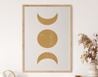 Witchy Decor, Witchy Wall Decor, Sun and moon art, Moon poster, Moon phases, Moon Decor, Boho Wall Decor, Celestial Decor, Above Bed Art