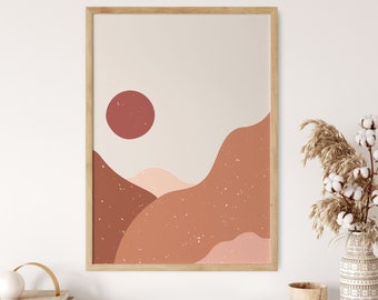 Desert Digital Print, Desert Print, Desert Art Print, Desert Landscape, Midcentury wall art, Sun and moon art, Boho Wall Decor, DIGITAL