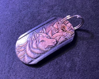 Porte-clés en cuir estampé