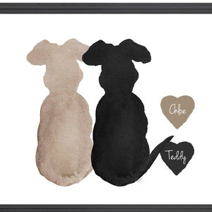 DoublePet Memorial Gift, Dog Memorial Gift for Two Dogs, Dog Loss Gift, Dog Lover Gift, Dog Loss Print, Personalized Dog Gift, Pet Loss