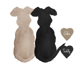 Two Pet Memorial Gift, Dog Memorial Gift for Two Dogs, Dog Loss Gift, Dog Lover Gift, Dog Loss Print, Personalized Dog Gift, Pet Loss