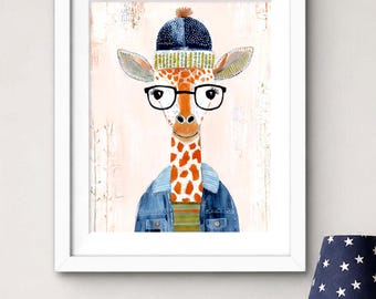 Whimsical Giraffe Wall Decor (Digital Download), Modern Jungle Decor,  Stylish Playroom Wall Decor