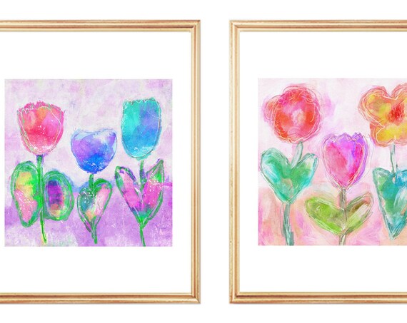 Bright Pastel Flower Prints, 8x10, 11x14,