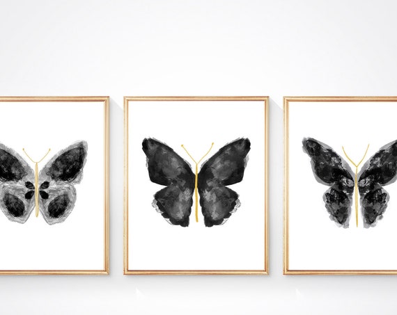 Dramatic Black Butterfly Prints