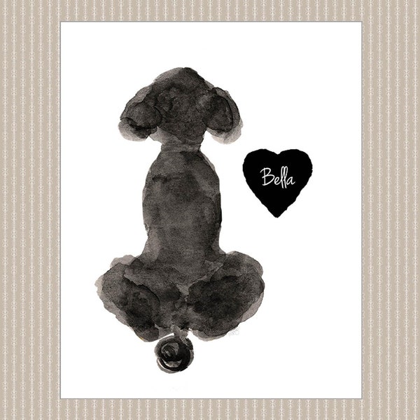 Lámina conmemorativa personalizada de caniche, regalo en acuarela para recordar a una mascota que ha perdido a su perro.