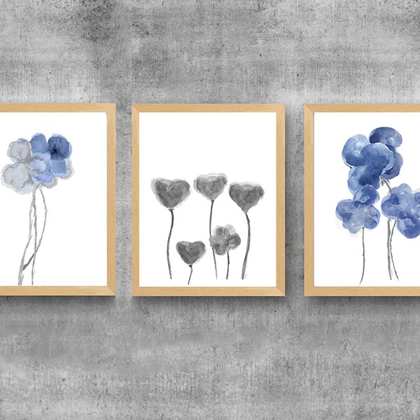 Navy Gray Wall Art Etsy