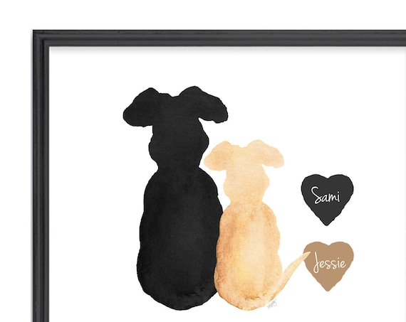 Big and Little Dog Gift, 8x10 Personalized Print with Names
