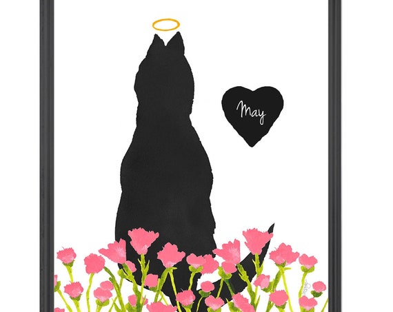 Cat in Flower Garden Personalized Memorial Gift
