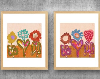 Desert Floral Artwork, 8x10, 11x14, Earth Tone Art, Earth Tone Decor, Southwest Wall Decor, Desert Colors Prints, Square Floral Print
