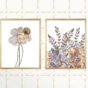 Gold and Silver Wall Decor, Set of 2 Prints, Farmhouse Wall Decor, Gold and Gray Decor, Neutral Wall Decor, Natural Wall Decor, Fern Print