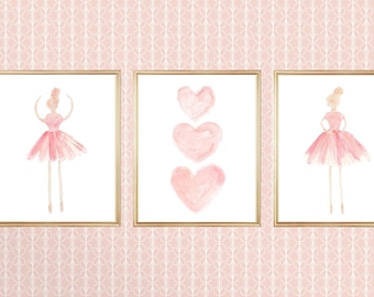 Ballerina Gifts for Girls, Set of 3, Girls Ballet Decor, Girls Ballet Print, Ballerina Art, Ballerina Decor, Pink Ballet Decor, 8x10, 11x14