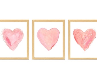 Blush Wall Art, Artistic Blush Heart Prints, Blush Nursery Decor, Blush Prints, Blush Bedroom Decor, Blush Pink Wall Art, Blush Bathroom