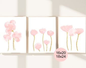 Blush Artwork, Petal Pink Wall Decor, Set of 3, Blush Flower Prints, Blush Wall Decor, Blush Pink Flower Prints, Pale Pink Artwork