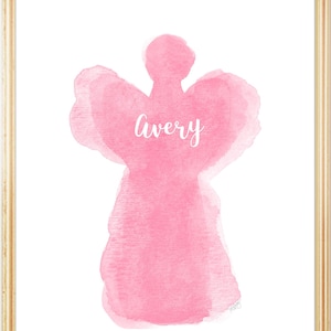 Kids Guardian Angel, New Mom Gift, Personalized Baby Angel, New Baby Gift, Newborn Gift, Baptism Angel, Baby Angel Art, Baby Gift