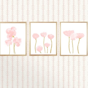 Blush Artwork, Petal Pink Wall Decor, Set of 3, Blush Flower Prints, Blush Wall Decor, Blush Pink Flower Prints, Blush Pink Wall Art