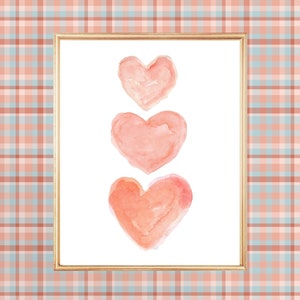Coral Nursery Art, Watercolor Heart Art Print, Coral Baby Nursery Art, Peach Nursery Decor, Baby Girl Nursery, Coral Nursery Artwork