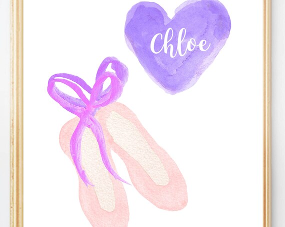 Ballet Slippers Print with Customizable Name