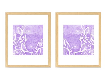 Lavender Botanical Artwork 8x10, 11x14, Pastel Botanical Prints, Office Wall Decor, Square Print, Mirrored Prints, Girls Bedroom, Bathroom