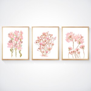 Blush Wildflower Prints, Blush Wall Decor, Wildflower Bouquet Print ...