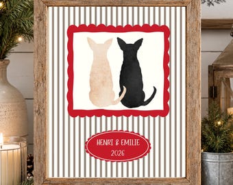2 Chihuahua Christmas Print- Personalized Chihuahua Pet Parent Gift- 8x10