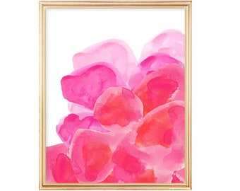 Hot Pink Floral Art, Pink Floral Print, Pink Abstract Flower Painting, Hot Pink Wall Decor, Bold Flower Art, Hot Pink Watercolor Flowers