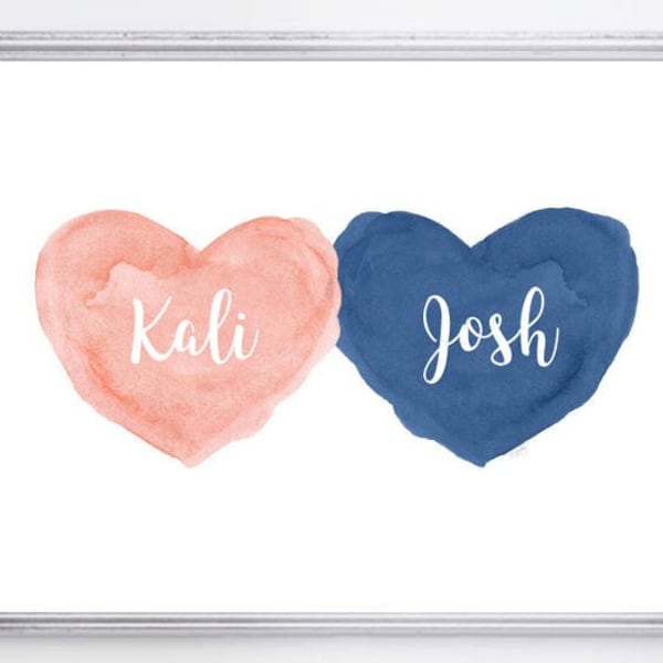 Brother Sister Gift, Boy Girl Shared Room Decor, BFF, 8x10, 11x14, Coral and Navy Wall Art, Coral and Navy Kids Print, Kids Room Decor