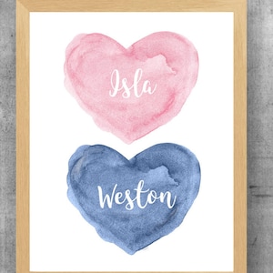 Brother Sister Print, Pink and Navy Nursery, Brother Sister Wall Decor, Boy Girl Nursery Art, Twins Gift, Kids Navy and Blush Nursery Art